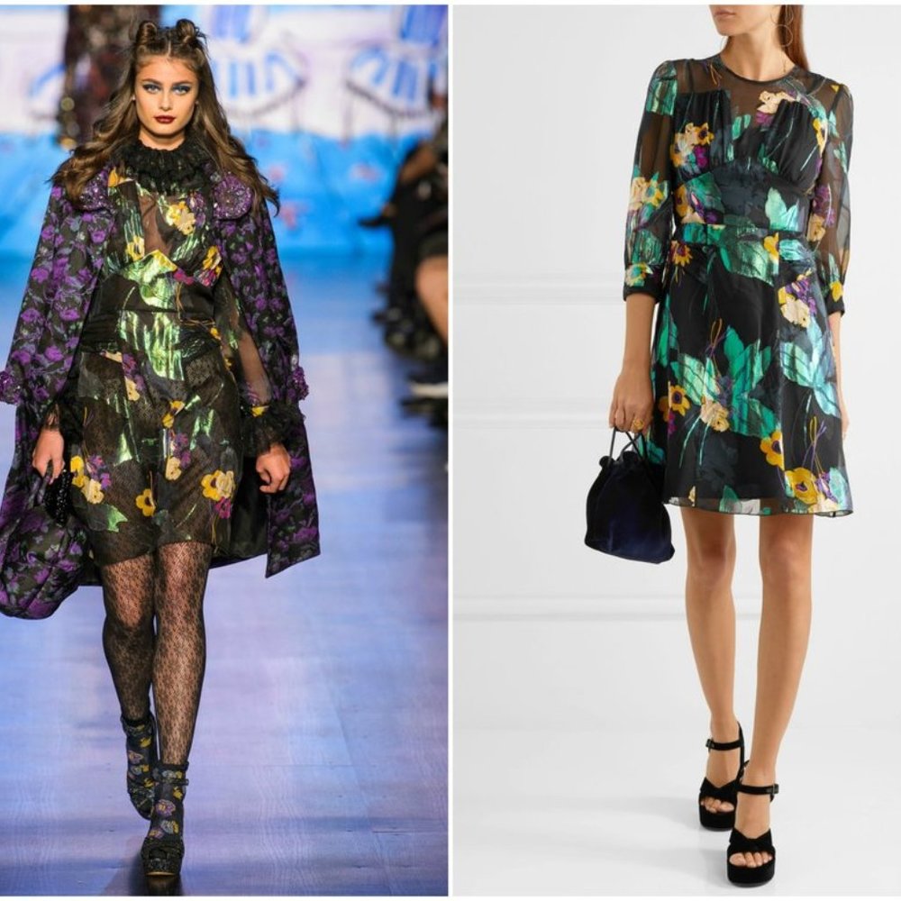 💚 Anna Sui Runway Silk Mini Dress (US 6)